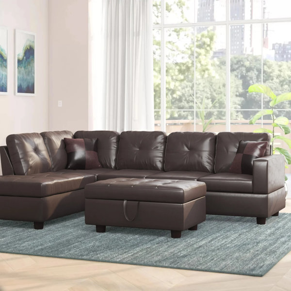 Latitude Run® Snowcreek 3 Piece Faux Leather Sectional Wayfair